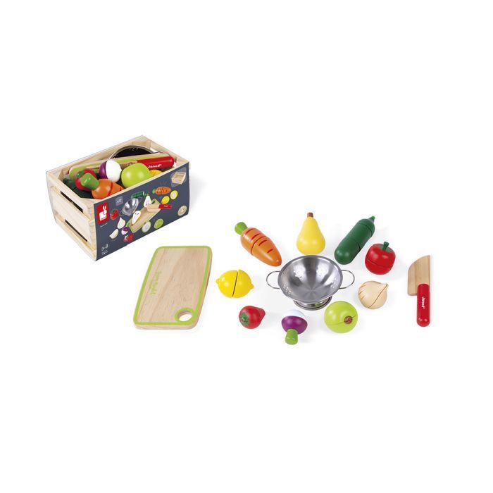 MAXI SET DE FRUTAS Y VERDURAS EN MADERA - JANOD -