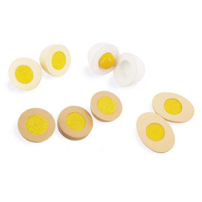 HUEVERA CON 4 HUEVOS DE MADERA -