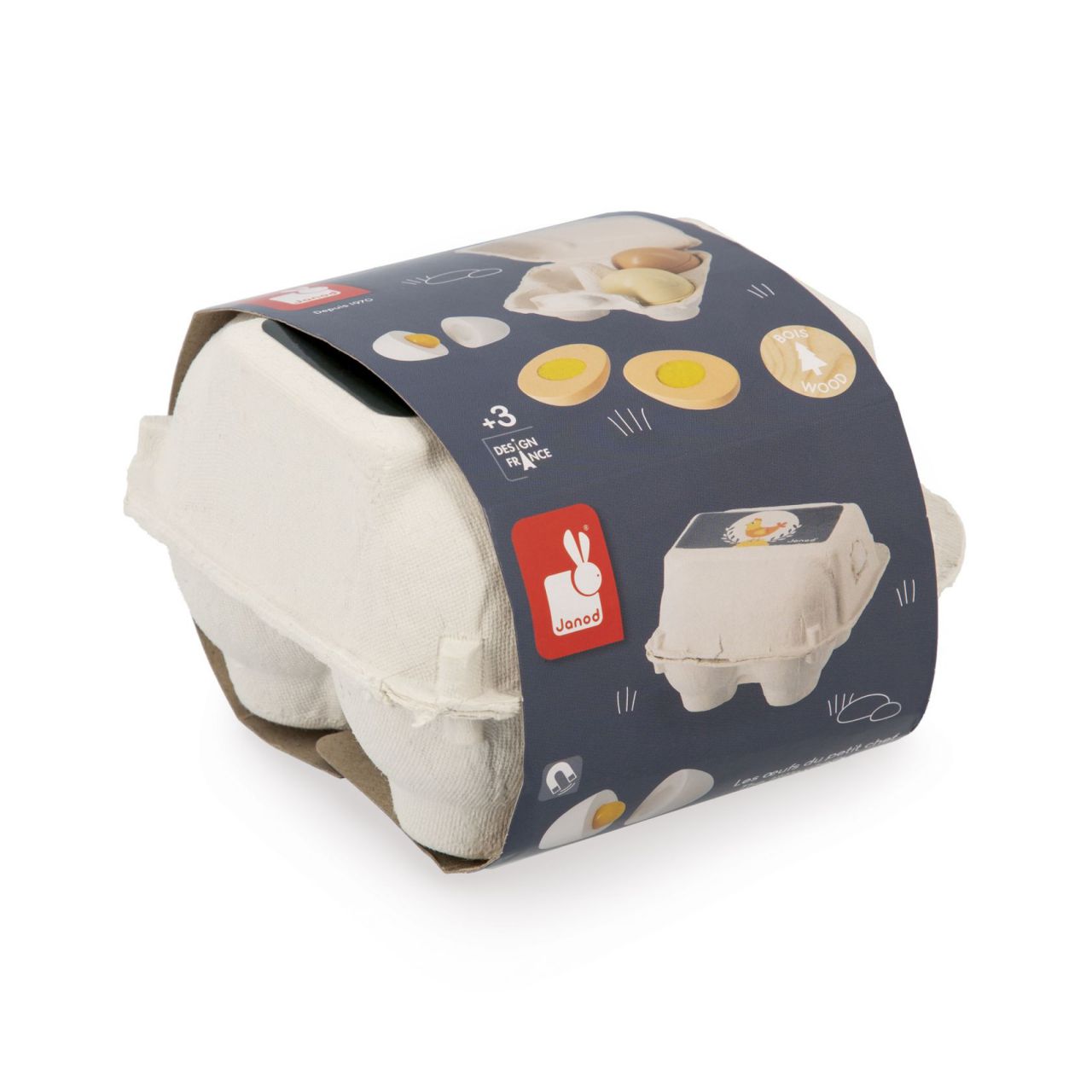 HUEVERA CON 4 HUEVOS DE MADERA -