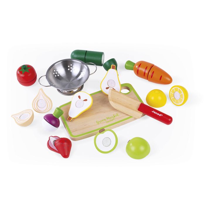 MAXI SET DE FRUTAS Y VERDURAS EN MADERA - JANOD -