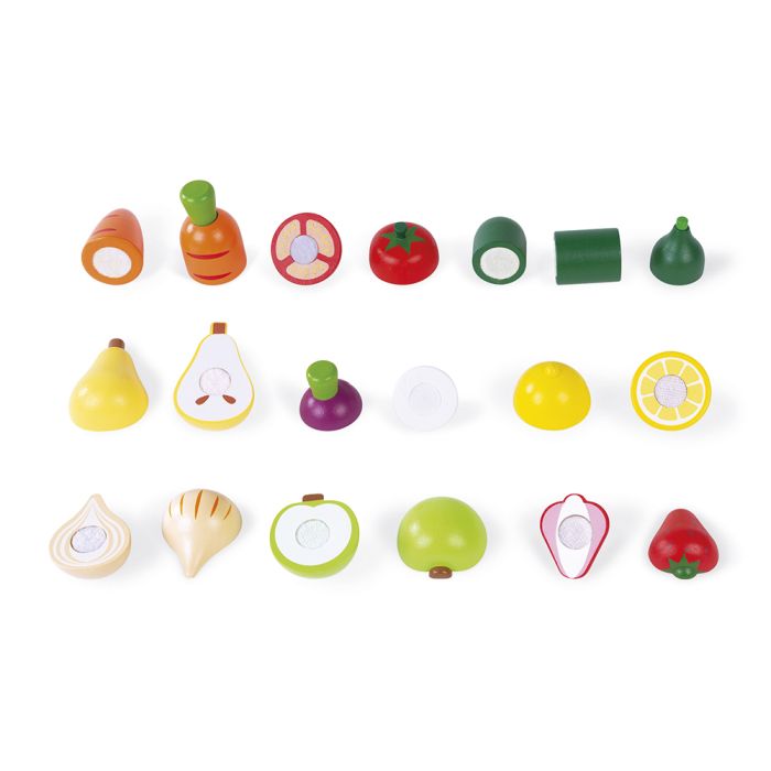 MAXI SET DE FRUTAS Y VERDURAS EN MADERA - JANOD -