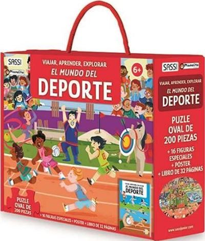 EL MUNDO DEL DEPORTE - PUZZLE OVAL + 16 FIGURAS +PÓSTER + LIBRO