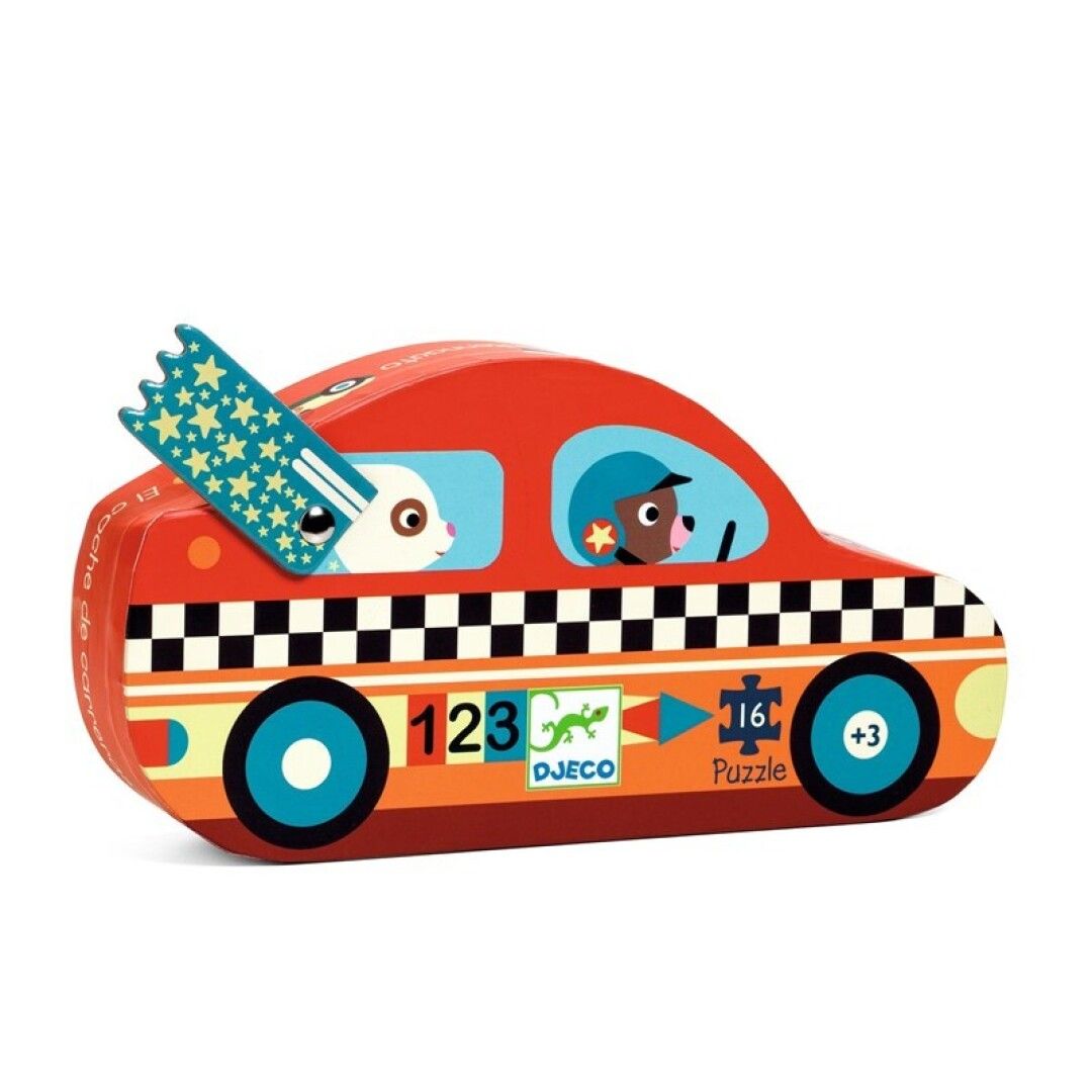 COCHE DE CARRERAS - PUZZLE 16 PIEZAS- CAJA SILUETA