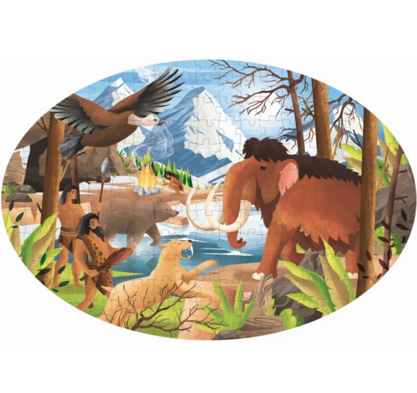 LA ERA PREHISTÓRICA - PUZZLE OVAL + 5 FIGURAS + LIBRO + PÓSTER - MANOLITO BOOKS