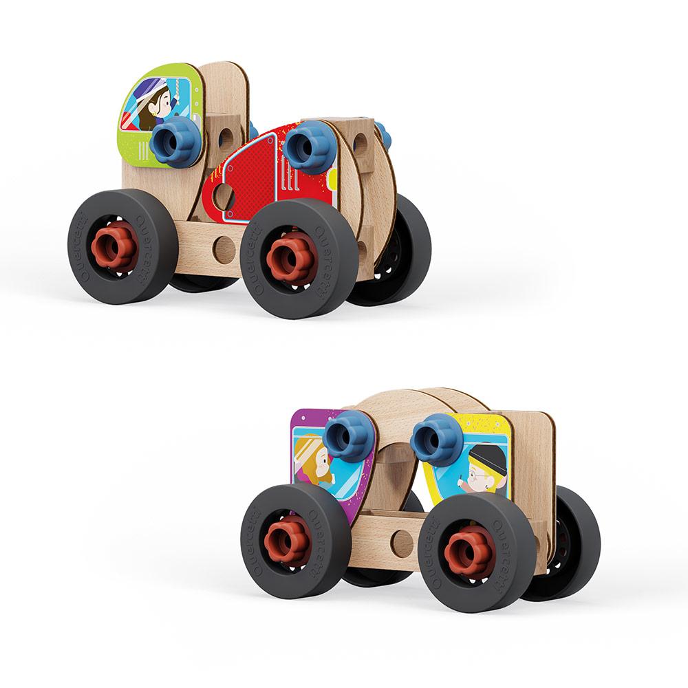 CONSTRUCCIÓN VEHÍCULOS DE MADERA- PLAYBIO 32 PIEZAS-