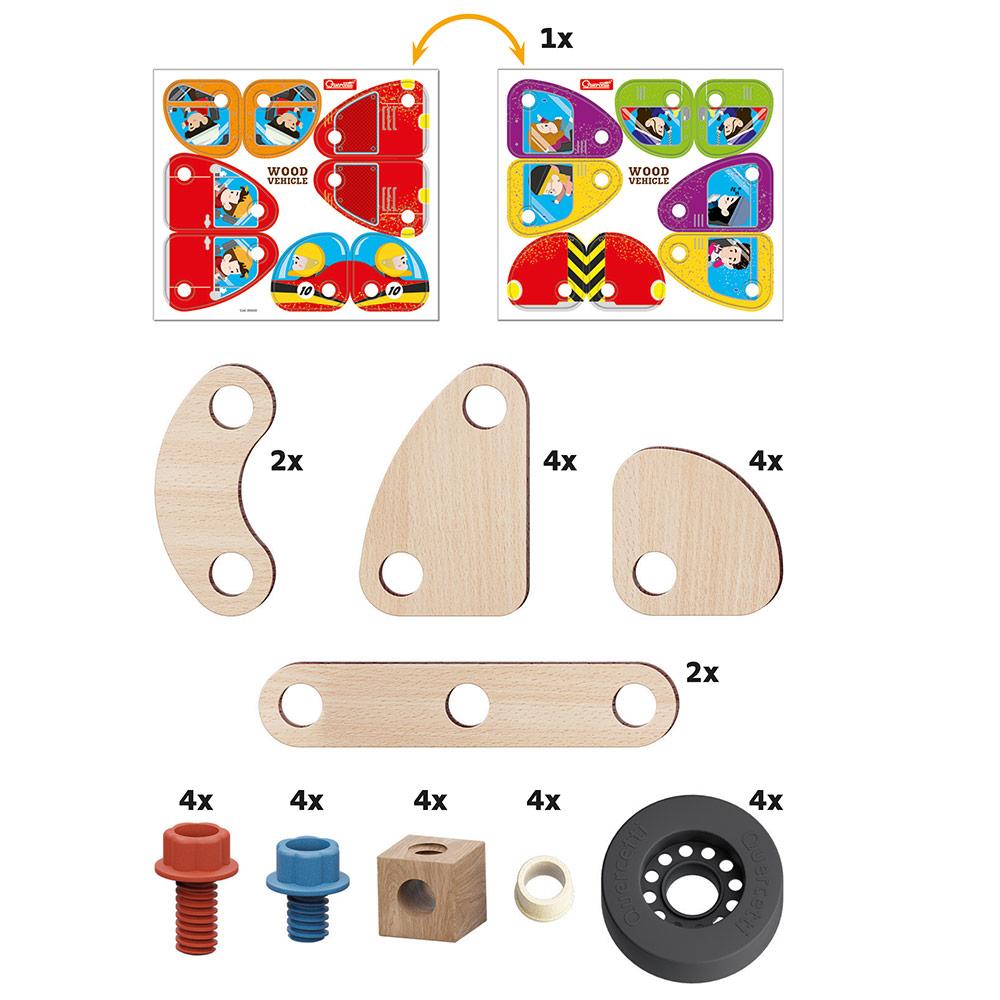 CONSTRUCCIÓN VEHÍCULOS DE MADERA- PLAYBIO 32 PIEZAS-