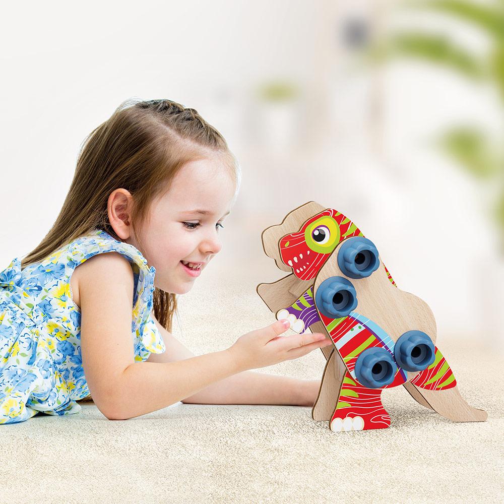 CONSTRUCCIÓN DINOSAURIOS DE MADERA -PLAYBIO 24 PIEZAS-