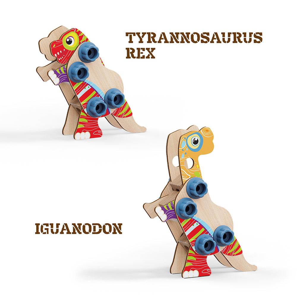 CONSTRUCCIÓN DINOSAURIOS DE MADERA -PLAYBIO 24 PIEZAS-