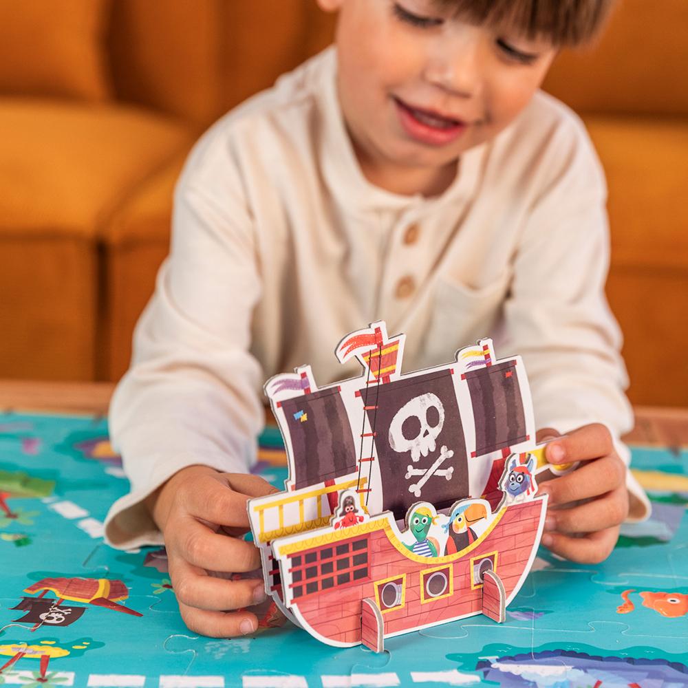 PUZZLE XXL REVERSIBLE + BARCO 3D - PIRATAS - GOULA