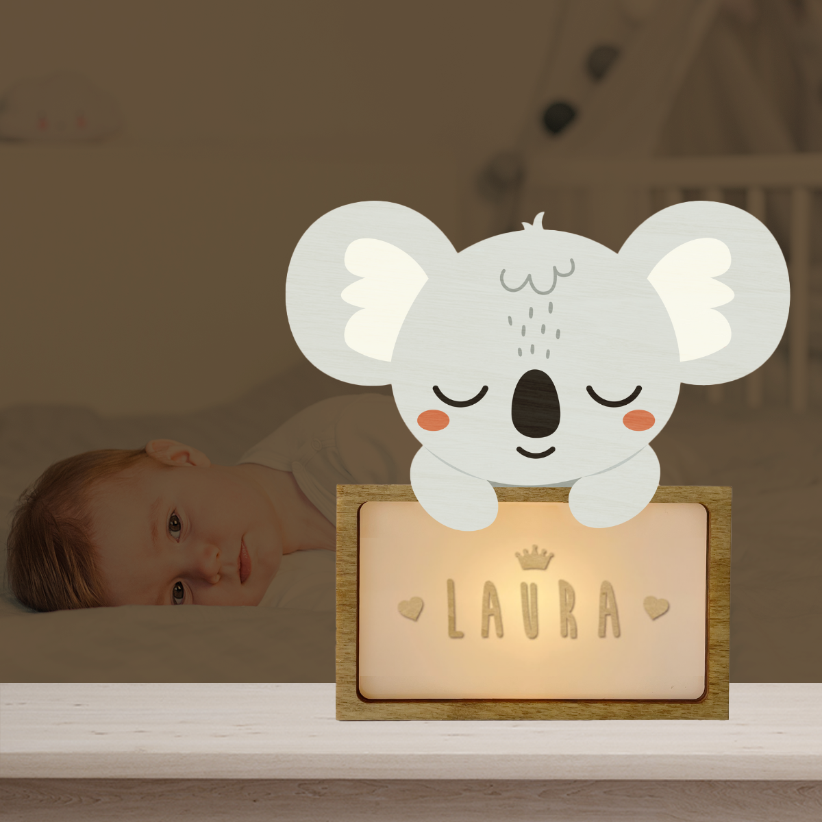 LÁMPARA PEQUEÑA KOALA - CON KIT DE LETRAS