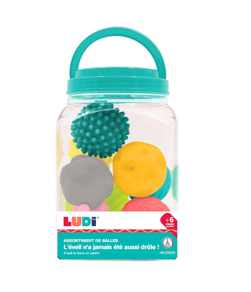 BOTE CON 8 PELOTAS SENSORIALES - LUDI