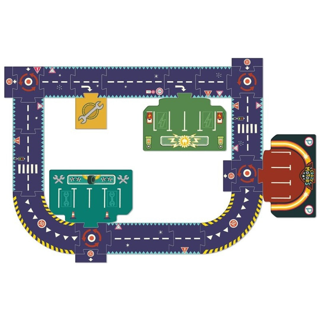 CRAZY MOTORS- CIRCUITO+ PUZZLE GIGANTE