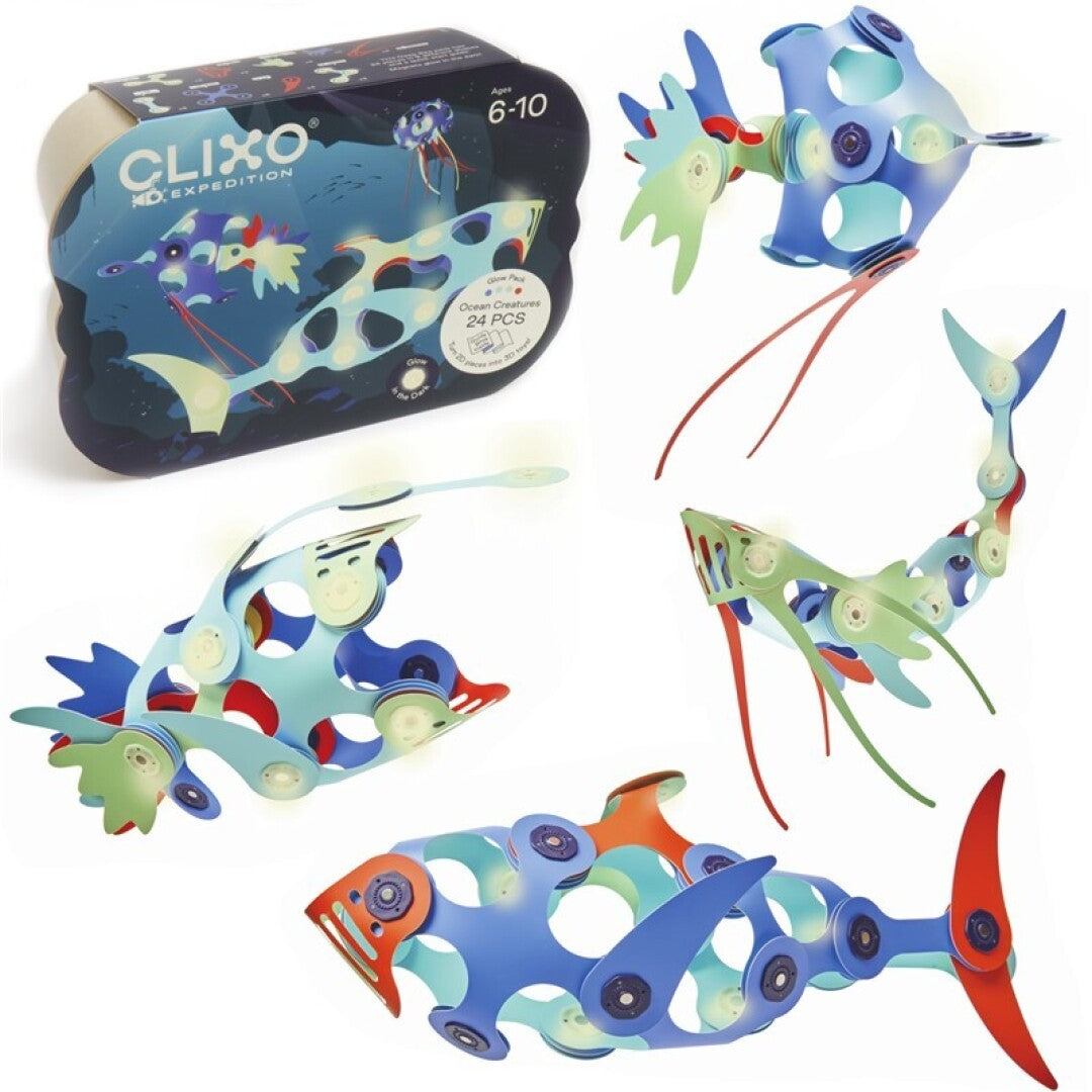 CLIXO - OCEAN CREATURES PACK - 24 PIEZAS