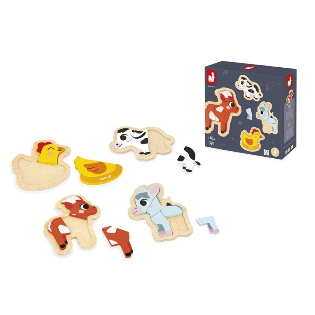 GRANJA- 4 PUZZLES EVOLUTIVOS EN MADERA