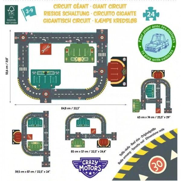 CRAZY MOTORS- CIRCUITO+ PUZZLE GIGANTE
