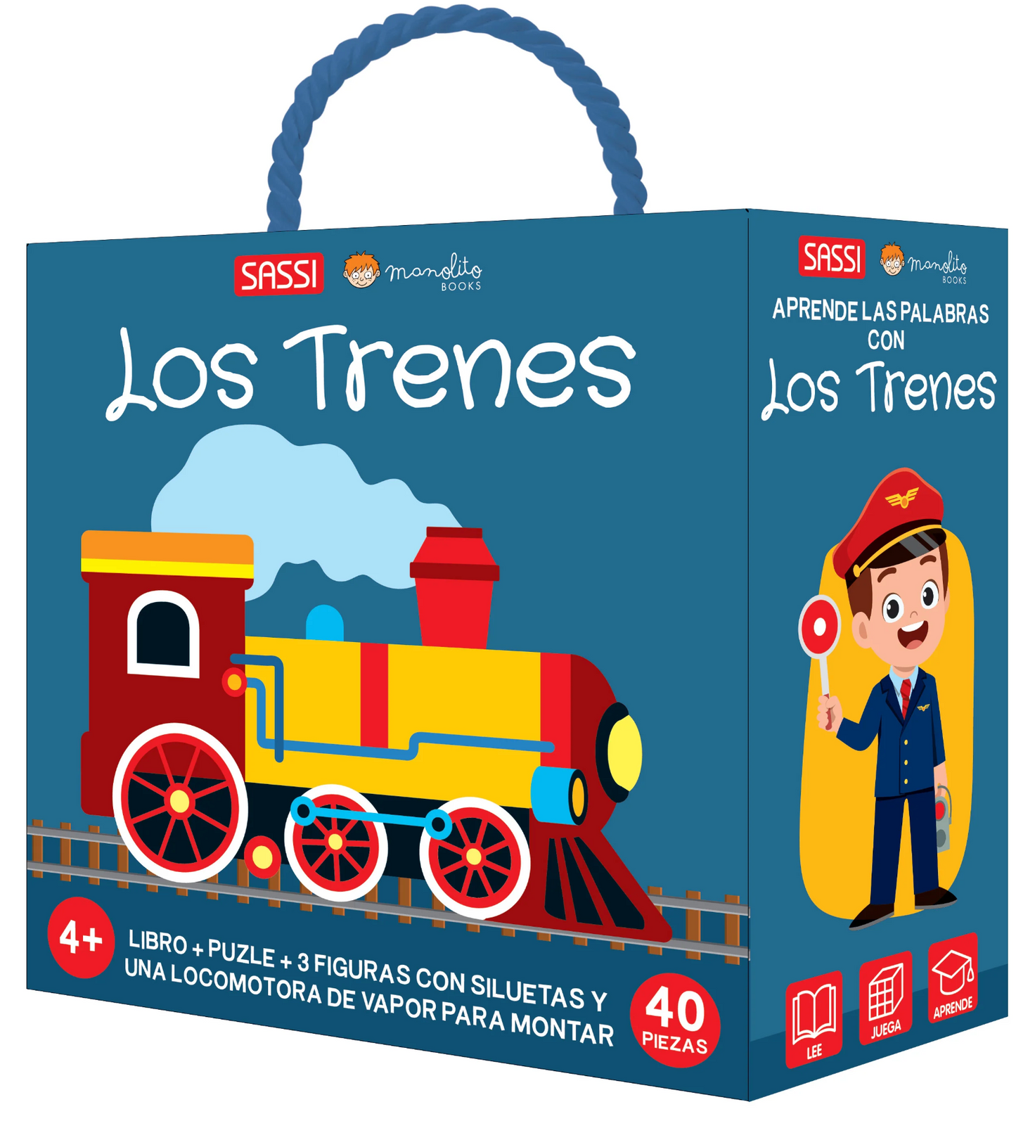 LOS TRENES - LIBRO + PUZZLE + FIGURAS PARA MONTAR - MANOLITO BOOKS