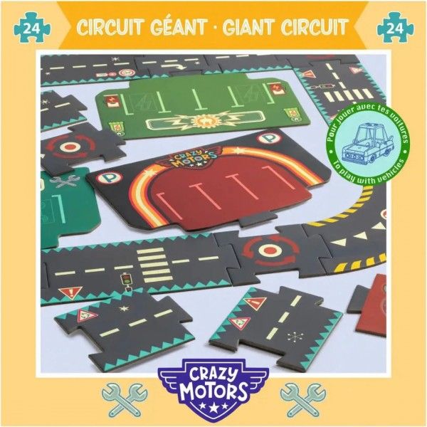 CRAZY MOTORS- CIRCUITO+ PUZZLE GIGANTE