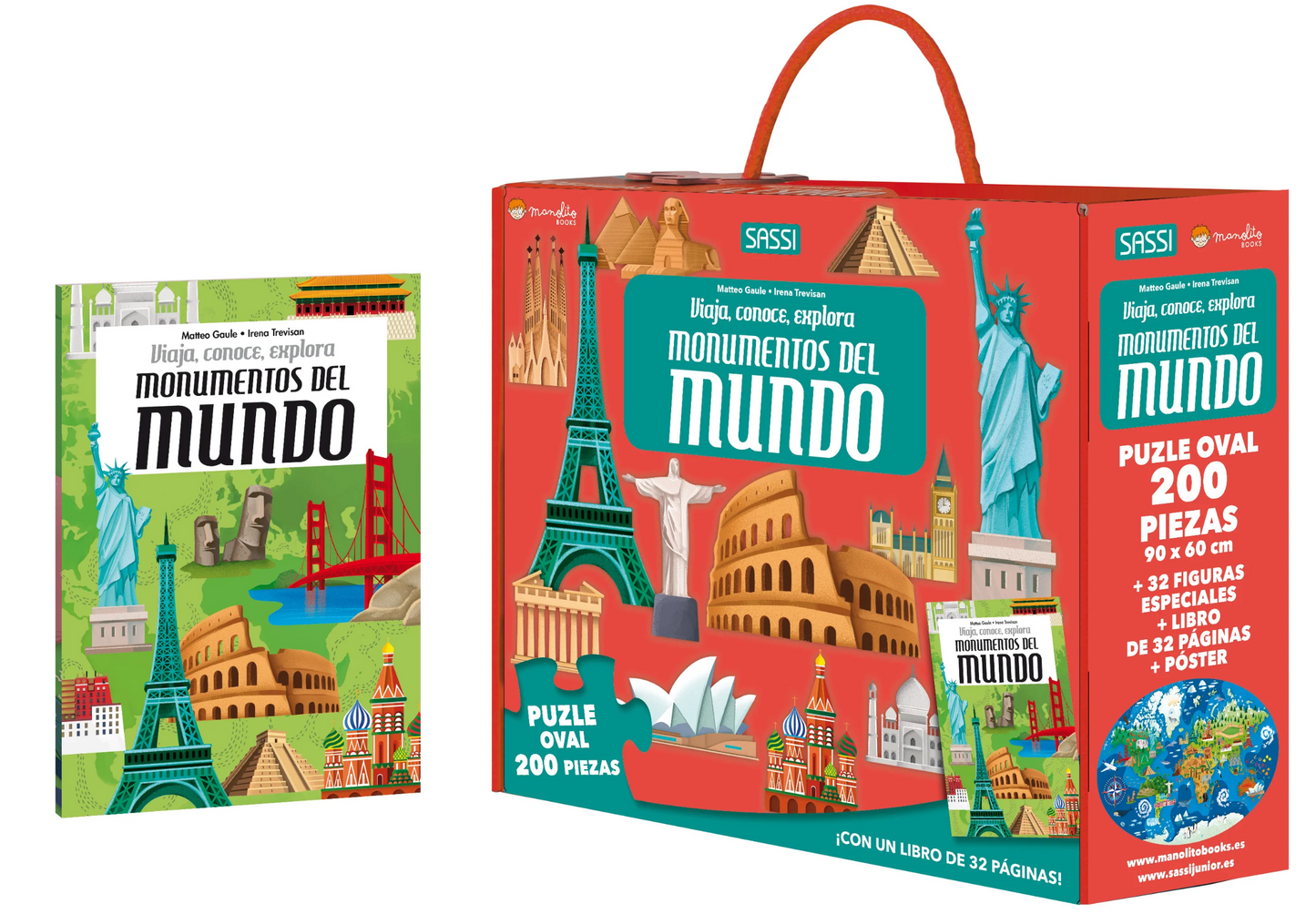 MONUMENTOS DEL MUNDO - PUZZLE OVAL + 32 FIGURAS + PÓSTER + LIBRO - MANOLITO BOOKS