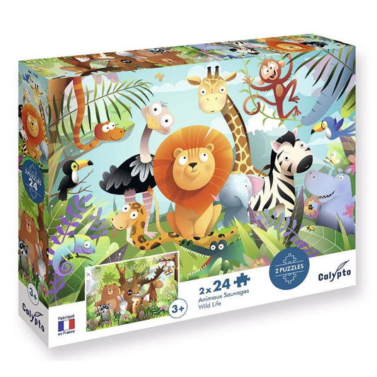 ANIMALES SALVAJES - 2 PUZZLES DE 24 PIEZAS - CALYPTO