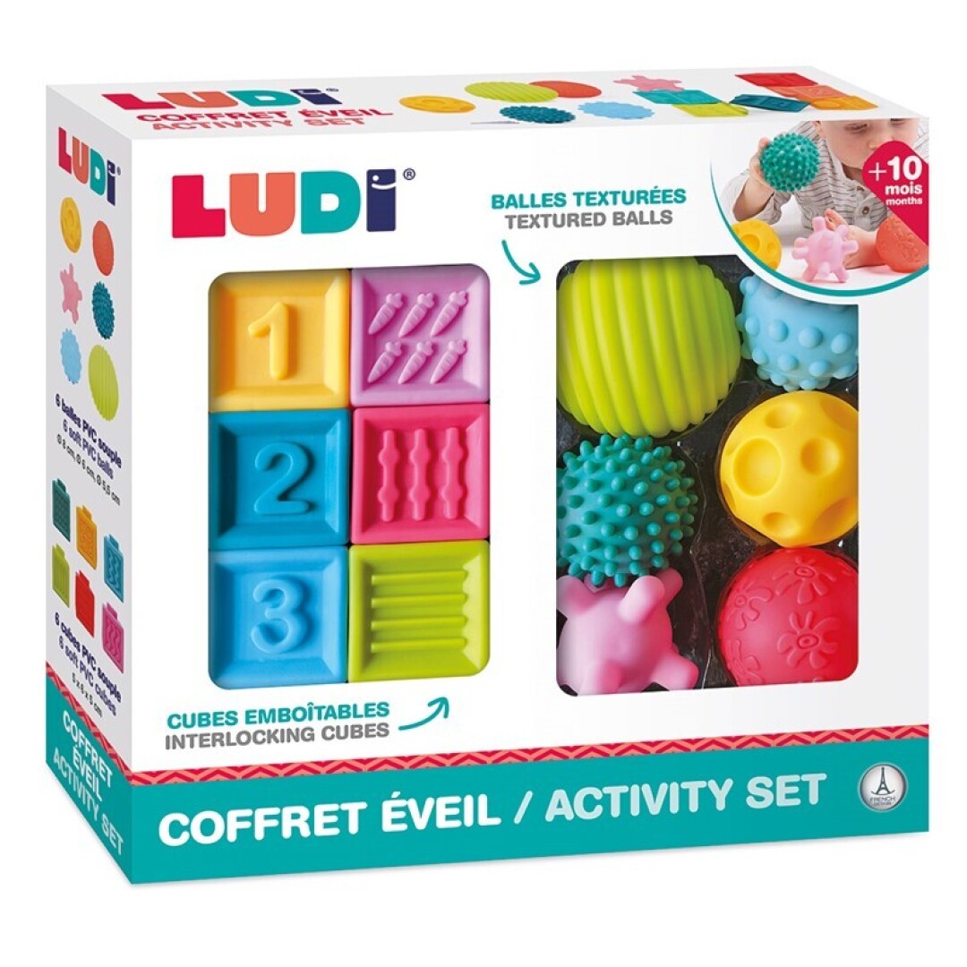 LUDI PRIMERA EDAD - CONJUNTO 6 PELOTAS + 6 CUBOS