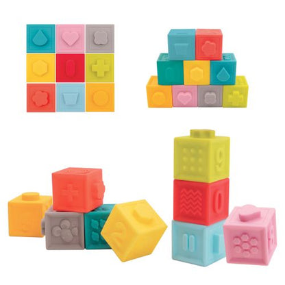 CONJUNTO 9 CUBOS APILABLES  y ENCASTRABLES DE SILICONA