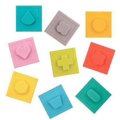 CONJUNTO 9 CUBOS APILABLES  y ENCASTRABLES DE SILICONA