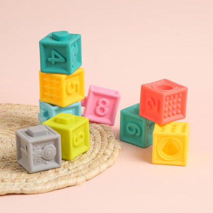CONJUNTO 9 CUBOS APILABLES  y ENCASTRABLES DE SILICONA