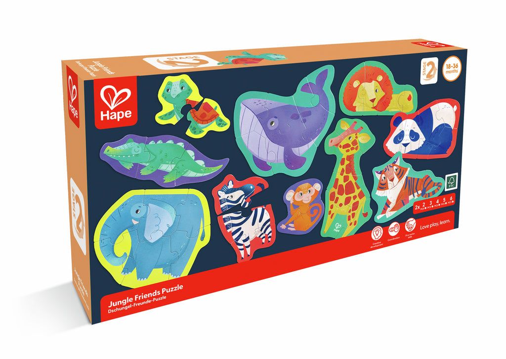 LOS AMIGOS DE LA JUNGLA - 10 PUZZLES EVOLUTIVOS - HAPE