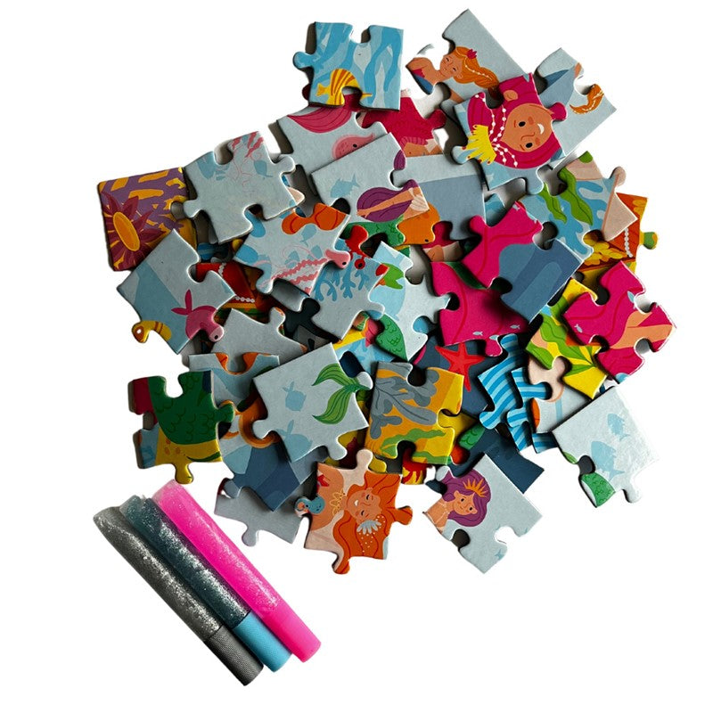 PUZZLE GLITTER PARA DECORAR -SIRENAS