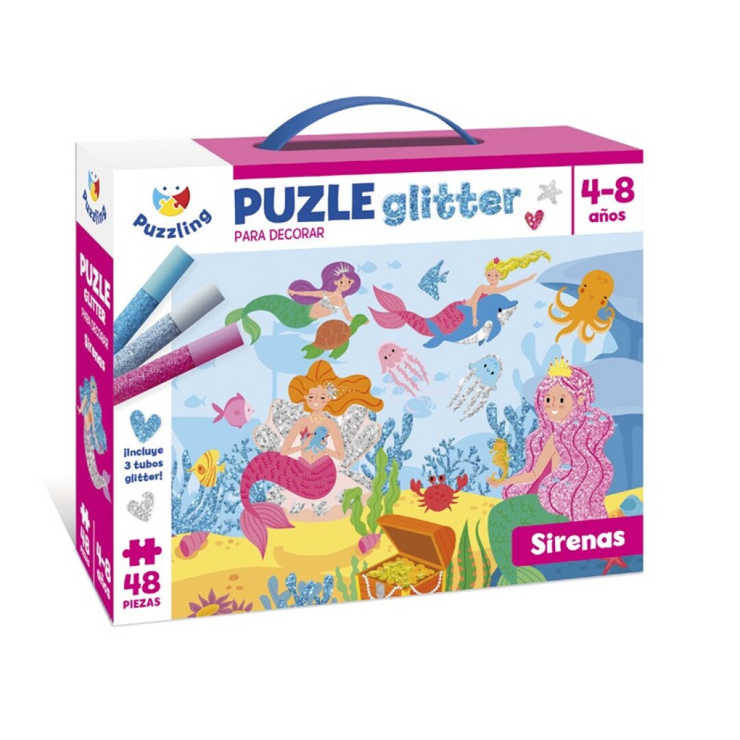 PUZZLE GLITTER PARA DECORAR -SIRENAS