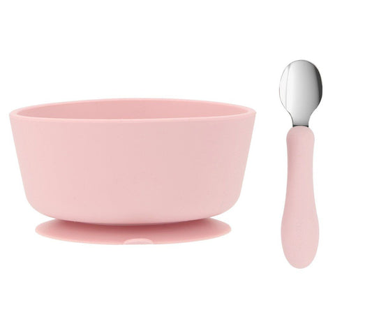 Bol Silicona + Cuchara Acero Light Pink - Tutete