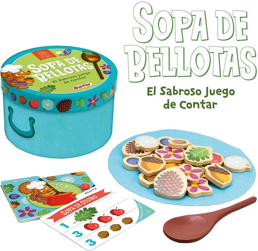 Sopa de bellotas — Juego cooperativo de lógica y memoria