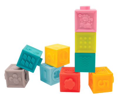 CONJUNTO 9 CUBOS APILABLES  y ENCASTRABLES DE SILICONA