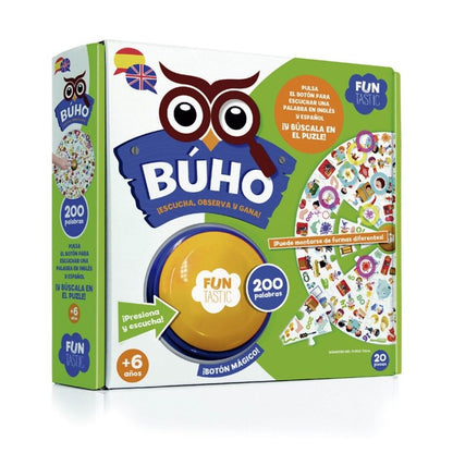 BÚHO-PUZZLE BOTÓN - 200 PALABRAS INGLÉS ESPAÑOL