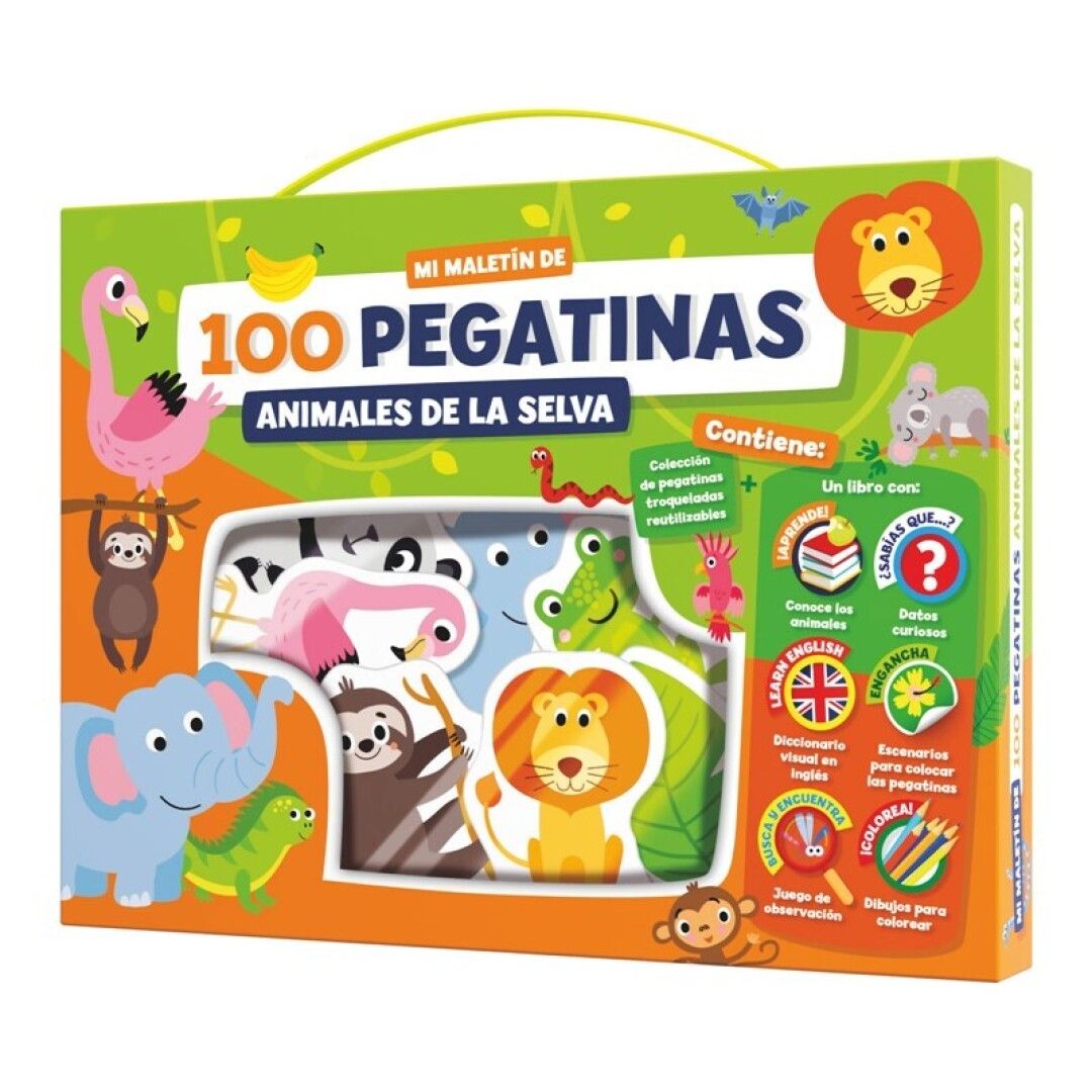 MI MALETÍN DE 100 PEGATINAS - ANIMALES DE LA SELVA-