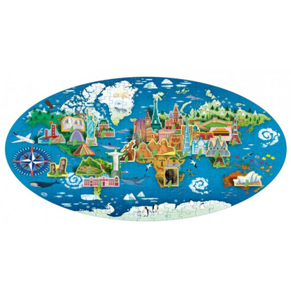 MONUMENTOS DEL MUNDO - PUZZLE OVAL + 32 FIGURAS + PÓSTER + LIBRO - MANOLITO BOOKS