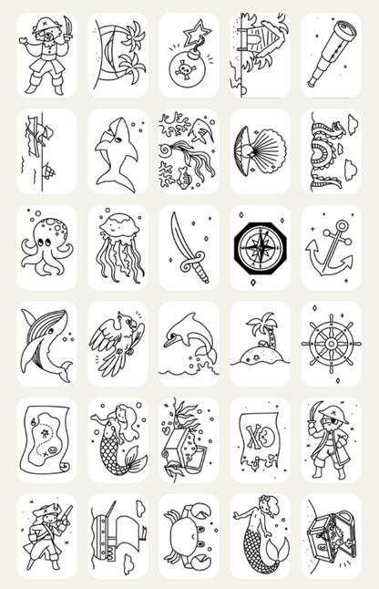 PLANTILLAS  PARA KIDYDRAW TRAVEL - ANIMALES OCÉANO & PIRATAS - KIDYWOLF