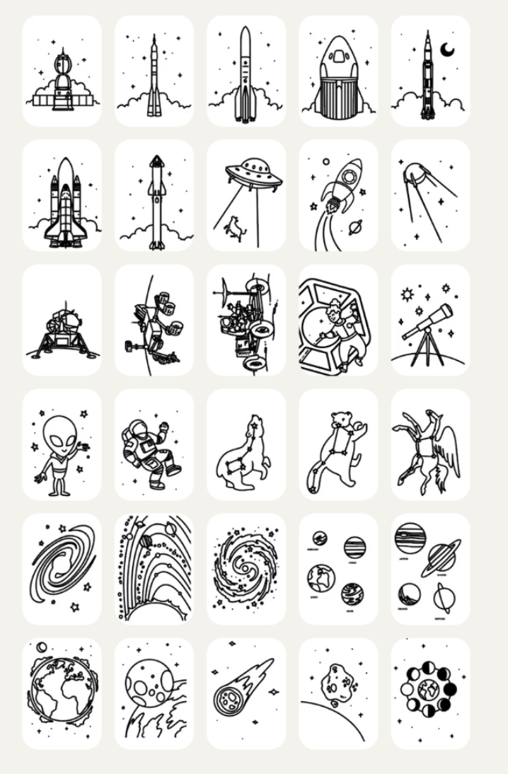 PLANTILLAS PARA KIDYDRAW TRAVEL - GALAXY & DINOS - KIDYWOLF