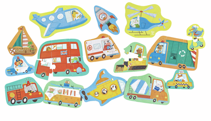 RUEDAS Y MARAVILLAS - 15 PUZZLES EVOLUTIVOS - HAPE