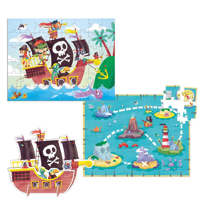 PUZZLE XXL REVERSIBLE + BARCO 3D - PIRATAS - GOULA