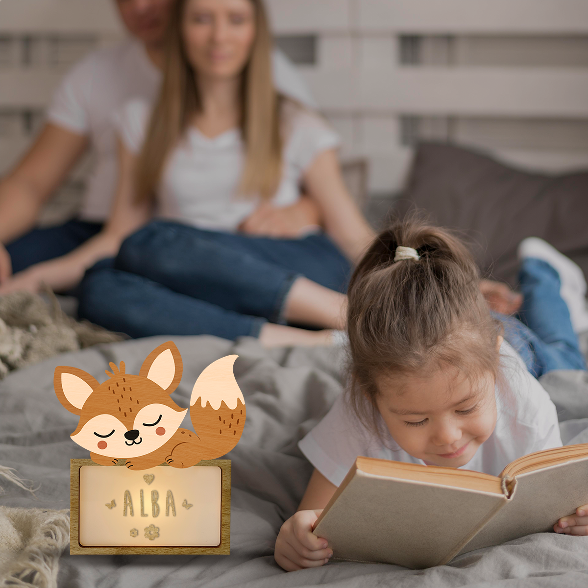 LÁMPARA PEQUEÑA ZORRO - CON KIT DE LETRAS