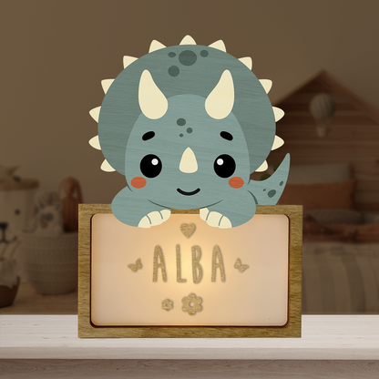 LÁMPARA PEQUEÑA DINOSAURIO - CON KIT DE LETRAS PERSONALIZABLE -