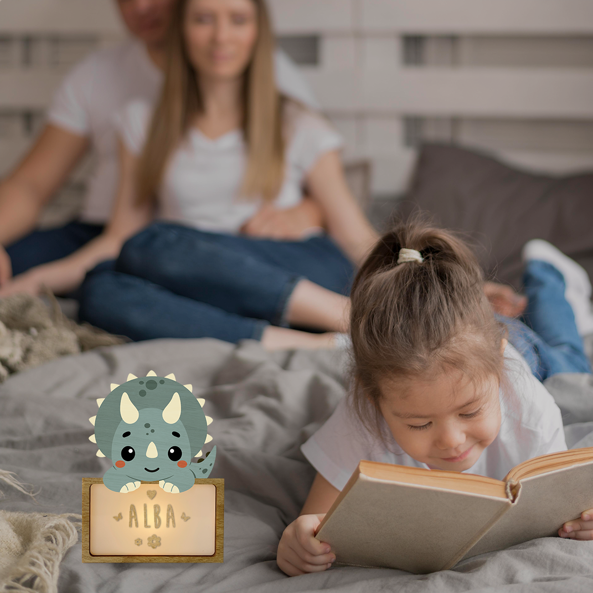 LÁMPARA PEQUEÑA DINOSAURIO - CON KIT DE LETRAS PERSONALIZABLE -
