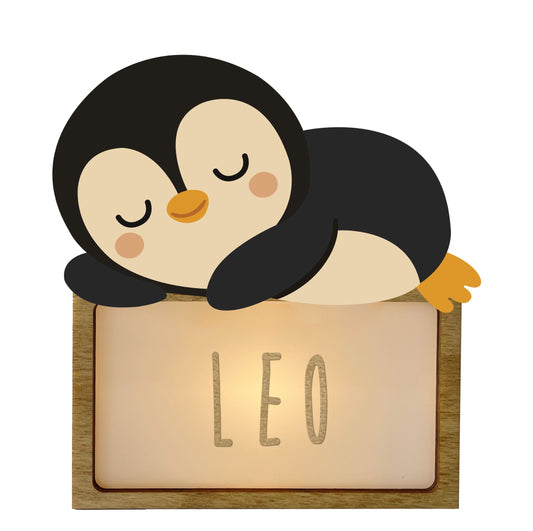 LÁMPARA PEQUEÑA PINGÜINO - CON KIT D ELETRAS PERSONALIZABLE -