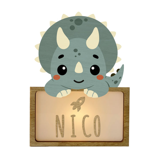 LÁMPARA PEQUEÑA DINOSAURIO - CON KIT DE LETRAS PERSONALIZABLE -