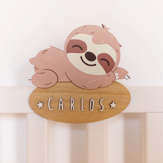 PLACA DECORATIVA PERSONALIZADA - PEREZOSO - CON KIT DE LETRAS