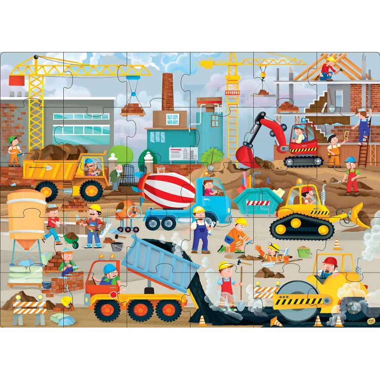 VEHÍCULOS DE LA CONSTRUCCIÓN LIBRO + PUZZLE GIGANTE