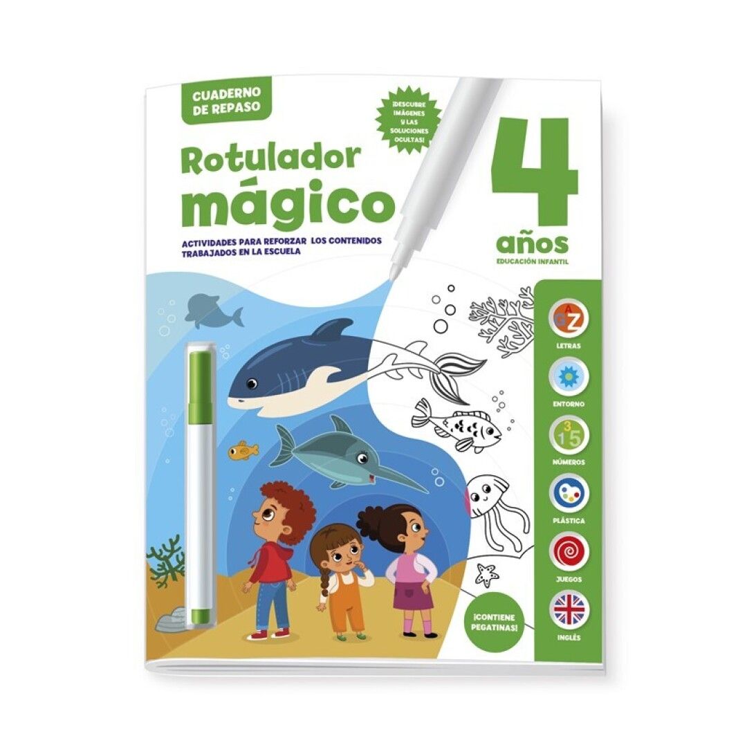 ROTULADOR MAGICO + CUADERNO DE REPASO 4 AÑOS -