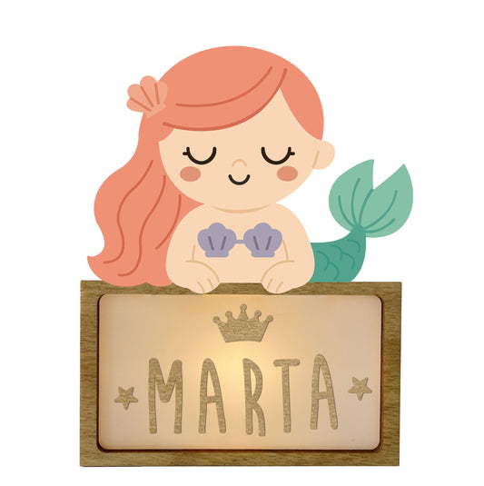 LÁMPARA PEQUEÑA SIRENA- CON KIT DE LETRAS PERSONALIZABLE -