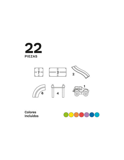 IMANIX- PISTA+COCHE - 22 PIEZAS